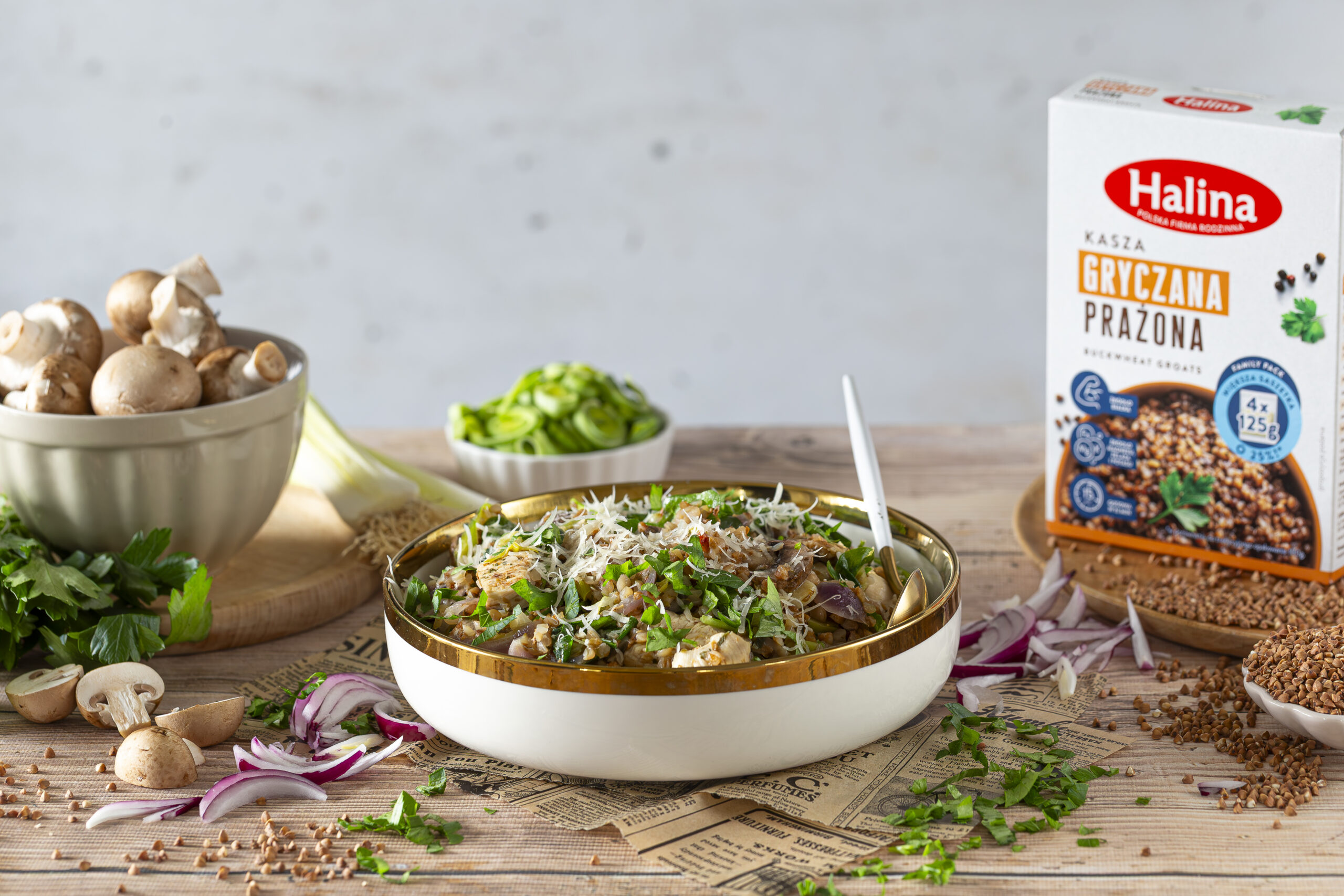 Kaszotto z indykiem i porem