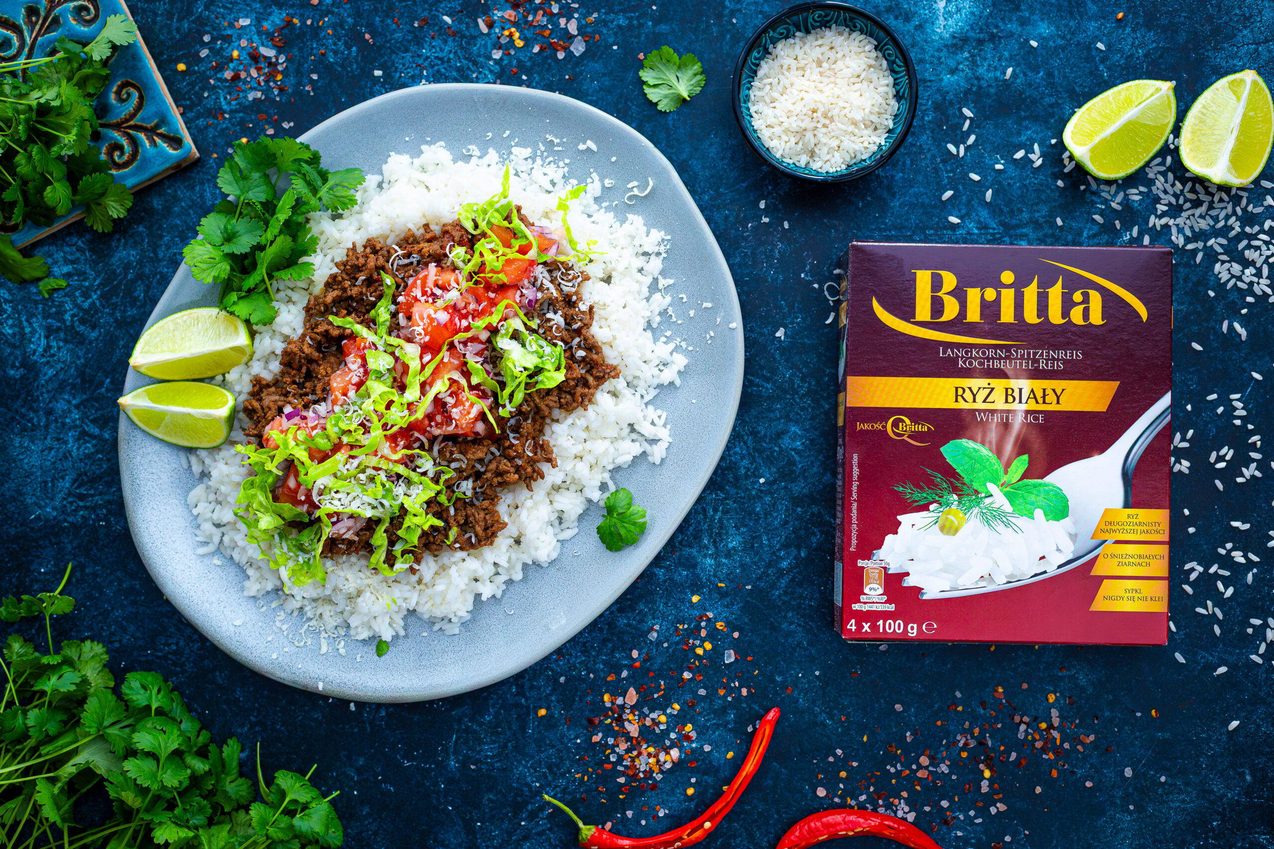 Ryż taco z pikantną wołowiną