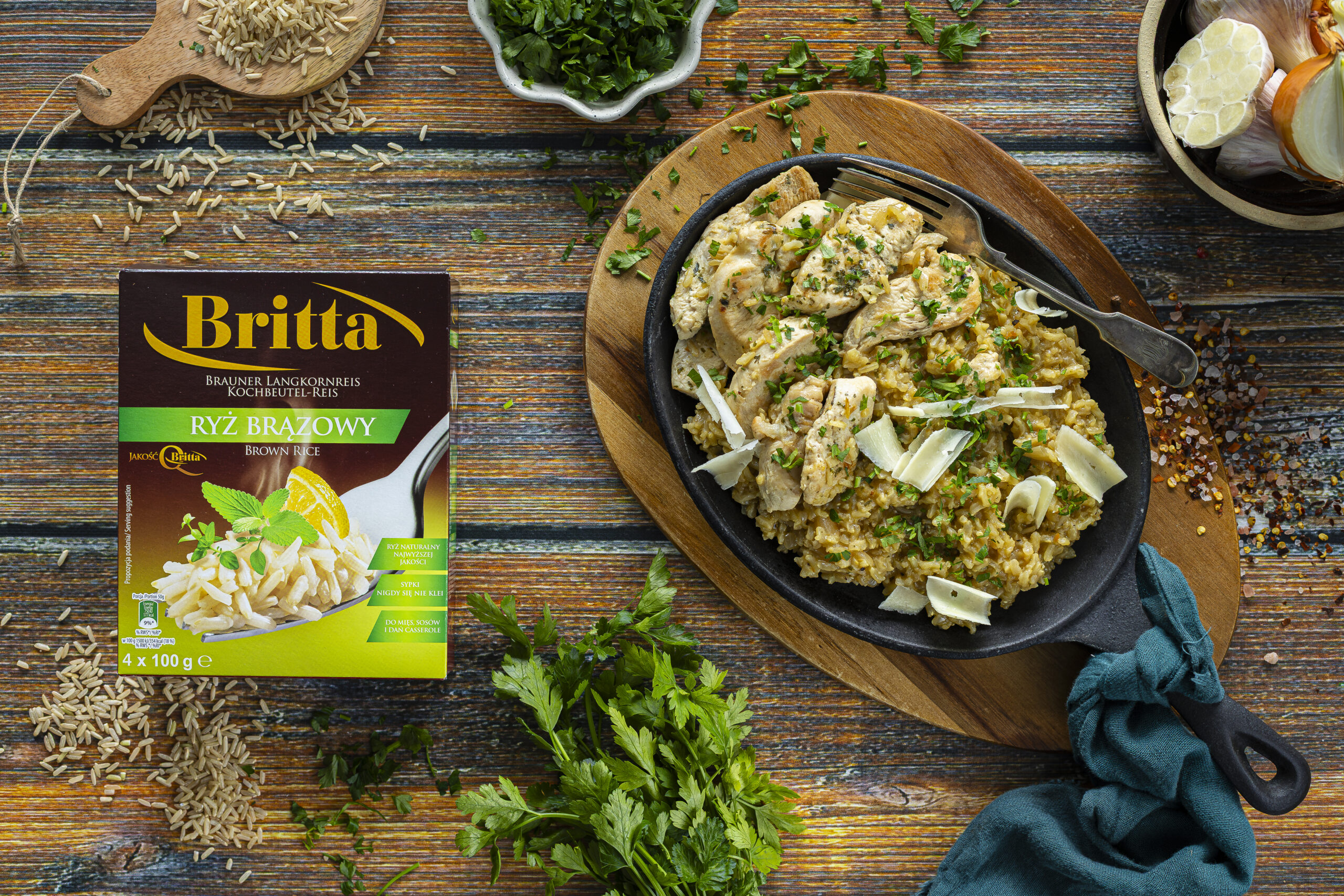 Ryż brązowy a’la risotto z kurczakiem i parmezanem