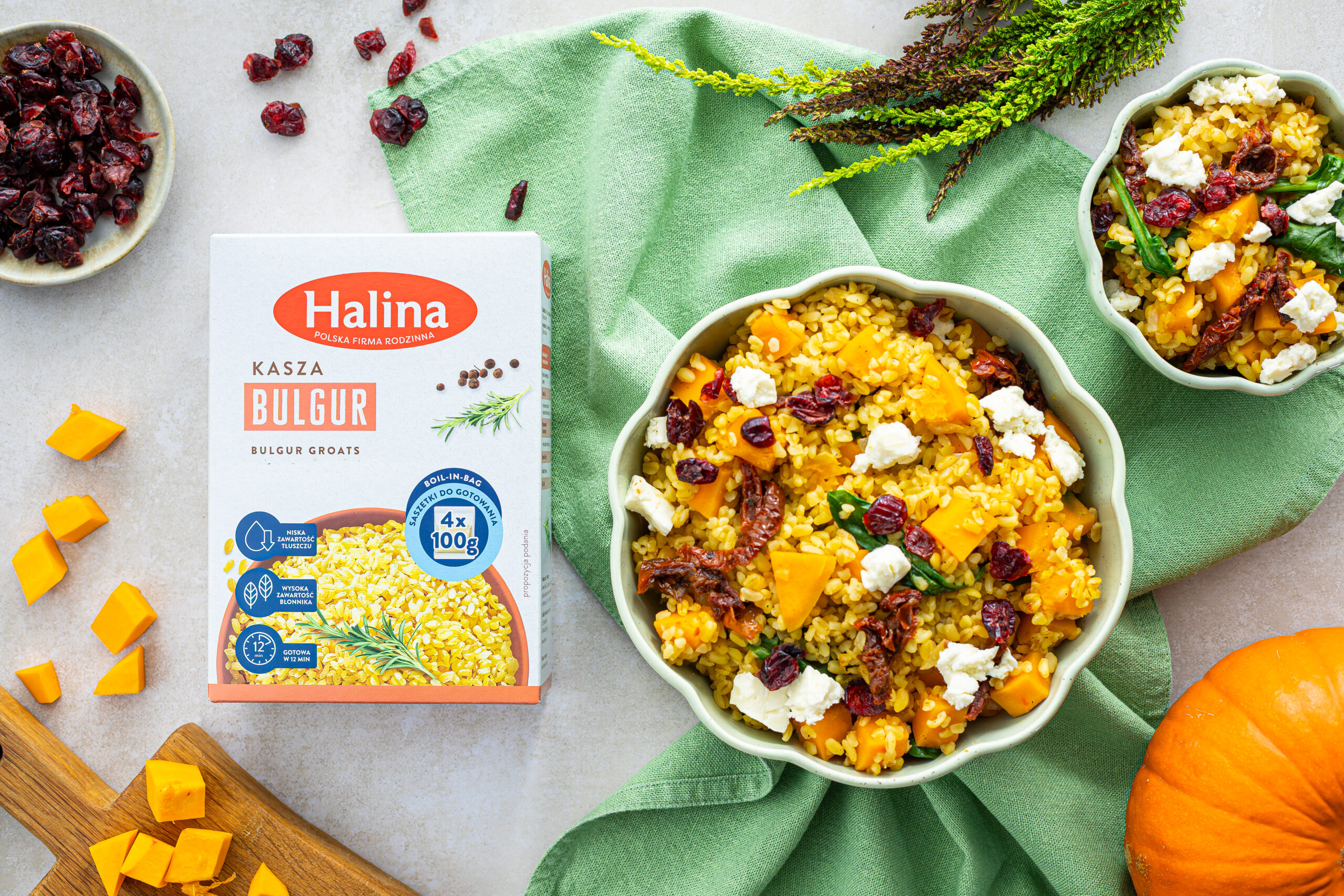 Kasza bulgur z dynią i żurawiną